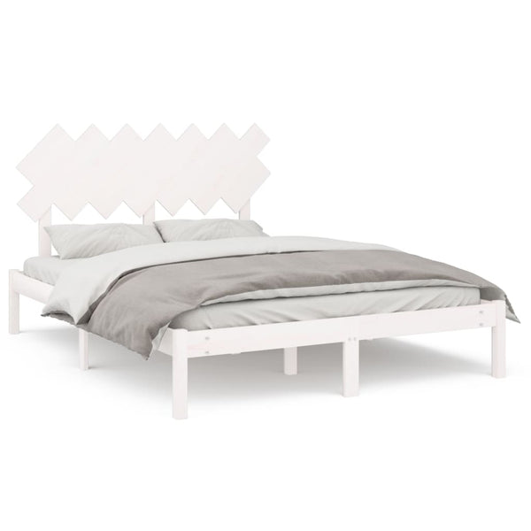 vidaXL Solid Wood Bed White 140x200 cm