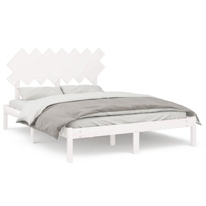 vidaXL Solid Wood Bed White 150x200 cm