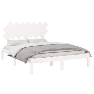 vidaXL Solid Wood Bed White 150x200 cm