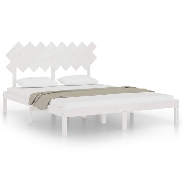 vidaXL Solid Pine Wood Bed White 160x200 cm