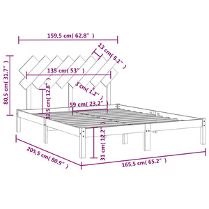 vidaXL Solid Pine Wood Bed White 160x200 cm