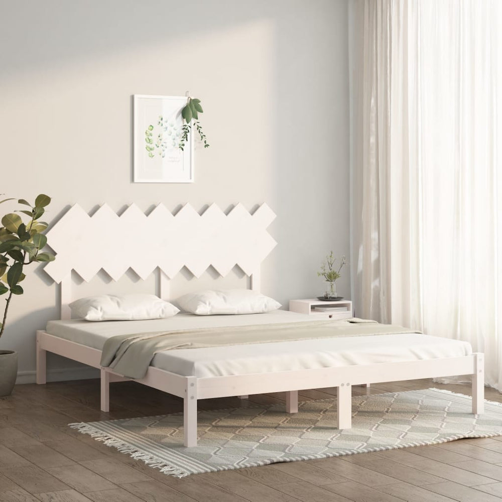 vidaXL Solid Pine Wood Bed White 160x200 cm