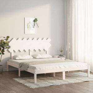vidaXL Solid Pine Wood Bed White 160x200 cm