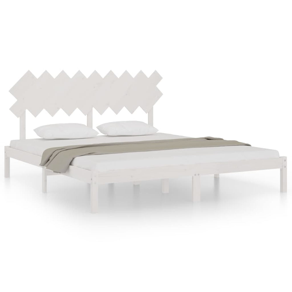 vidaXL Solid Wood Bed White 180x200 cm