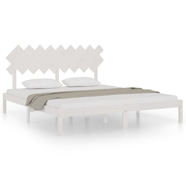 vidaXL Solid Wood Bed White 180x200 cm