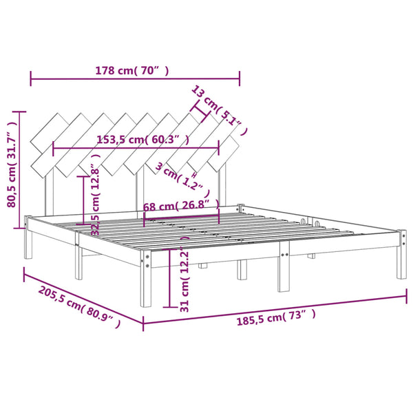 vidaXL Solid Wood Bed White 180x200 cm