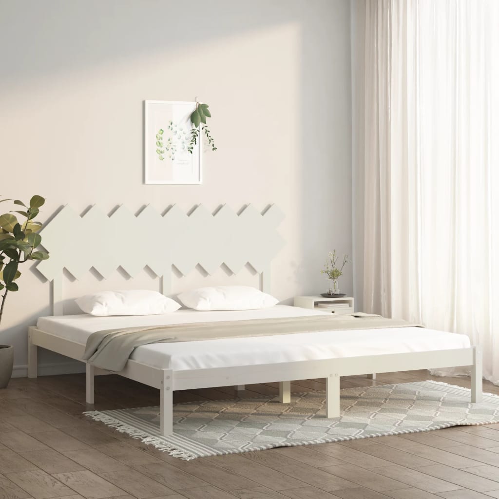 vidaXL Solid Wood Bed White 180x200 cm