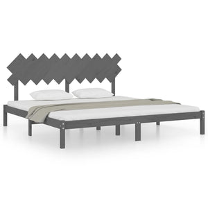 vidaXL Solid Wood Bed Grey 200x200 cm