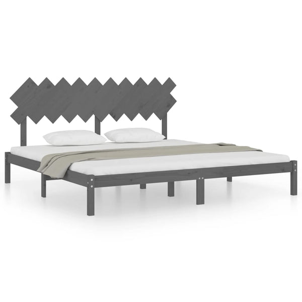 vidaXL Solid Wood Bed Grey 200x200 cm
