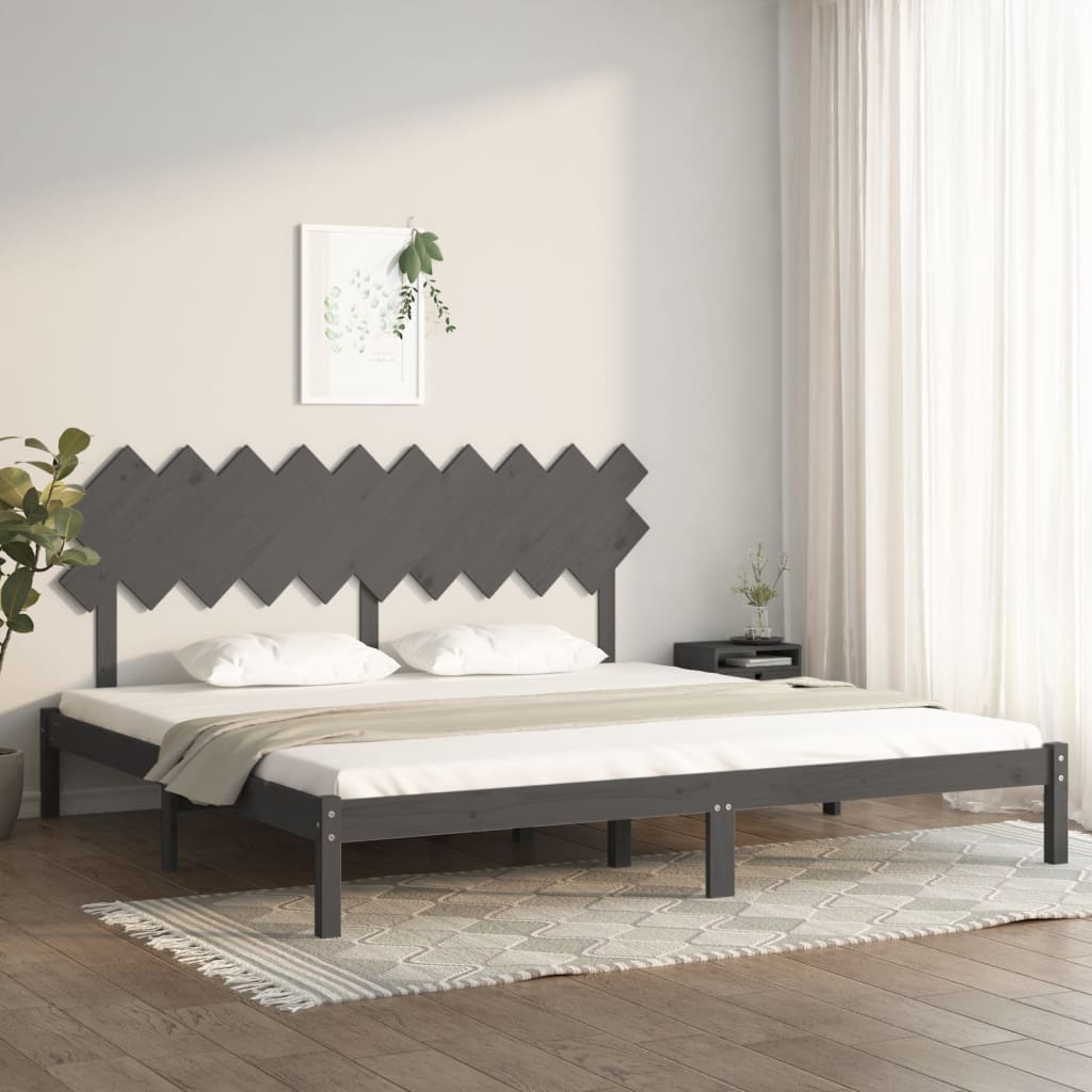 vidaXL Solid Wood Bed Grey 200x200 cm