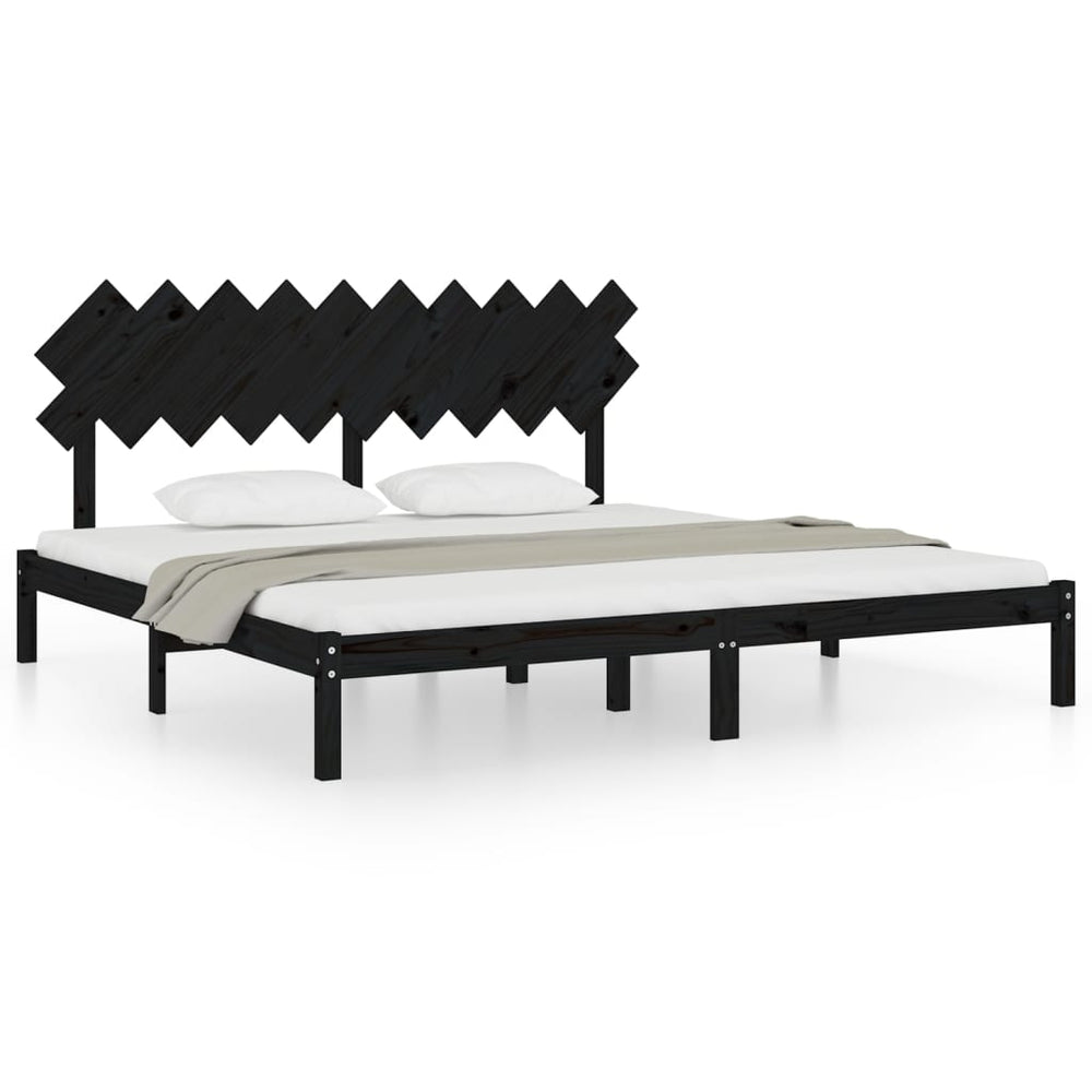 vidaXL Solid Wood Bed Black 200x200 cm