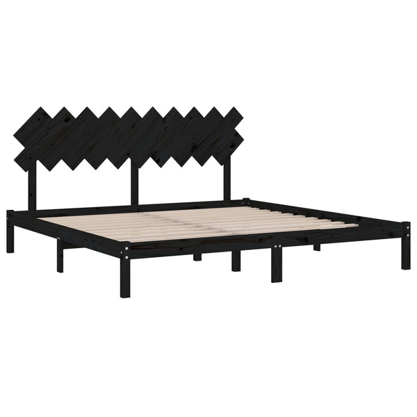 vidaXL Solid Wood Bed Black 200x200 cm