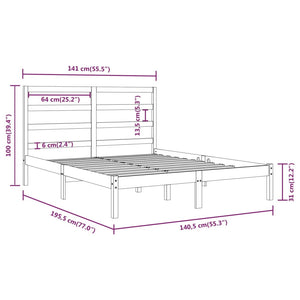 vidaXL Solid Wood Bed 135x190 cm