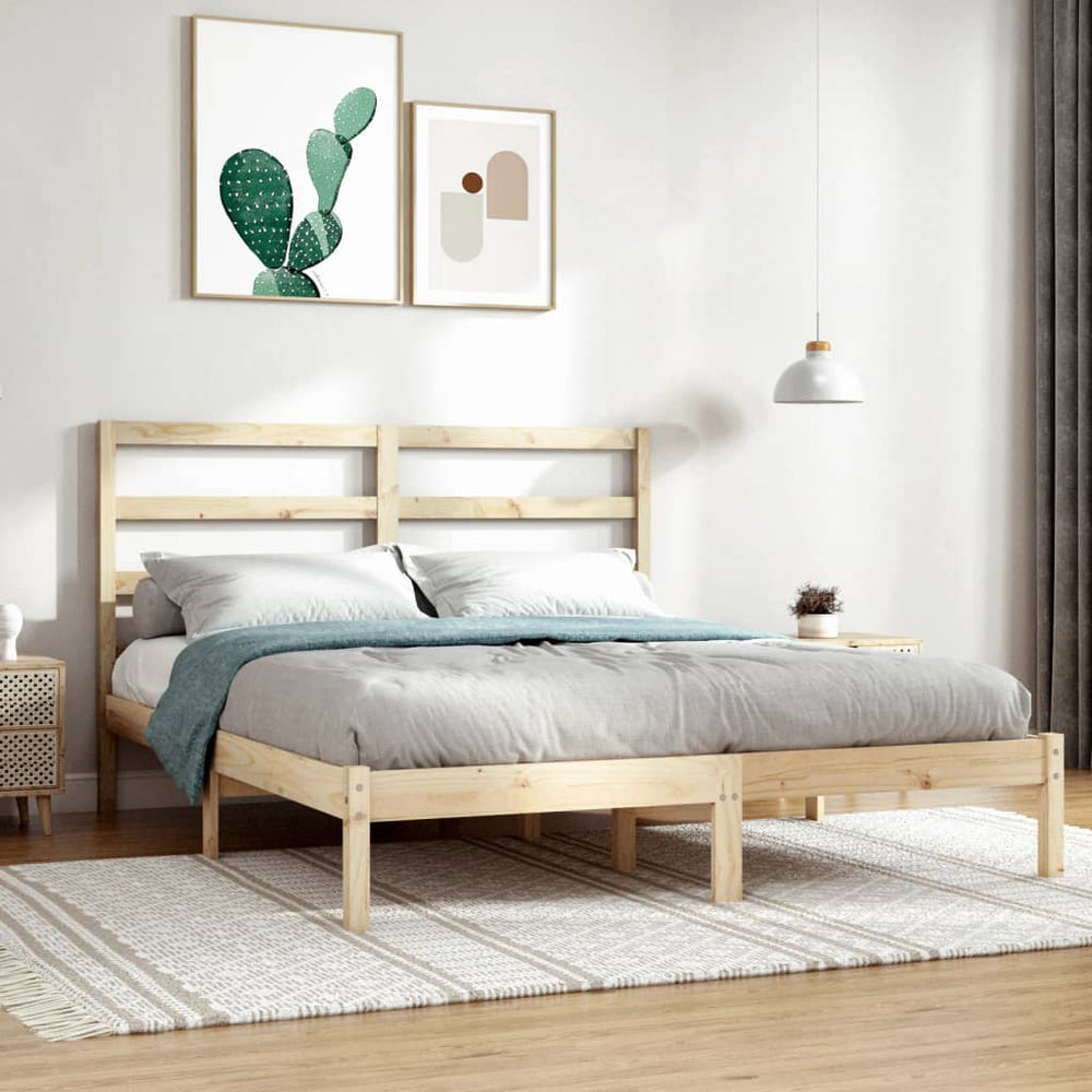vidaXL Solid Wood Bed 135x190 cm