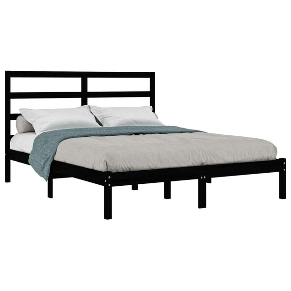 vidaXL Solid Wood Bed Black Pine 140x190 cm