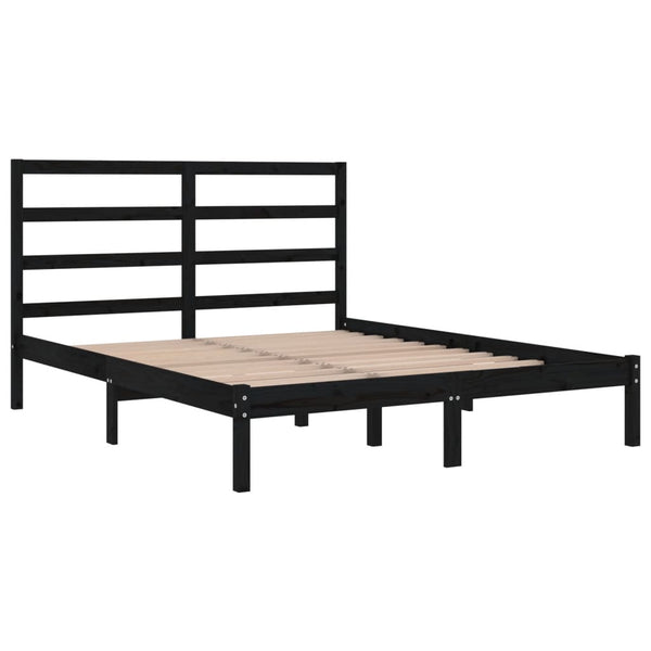 vidaXL Solid Wood Bed Black Pine 140x190 cm