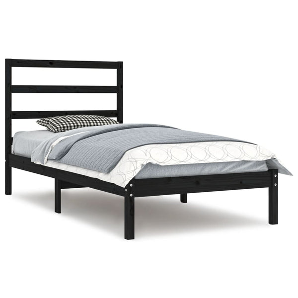 vidaXL Solid Pine Bed Black 100x200 cm