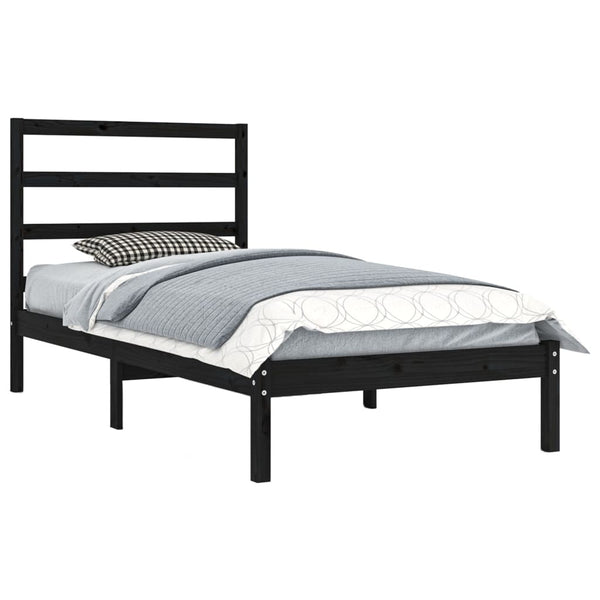 vidaXL Solid Pine Bed Black 100x200 cm