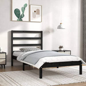 vidaXL Solid Pine Bed Black 100x200 cm