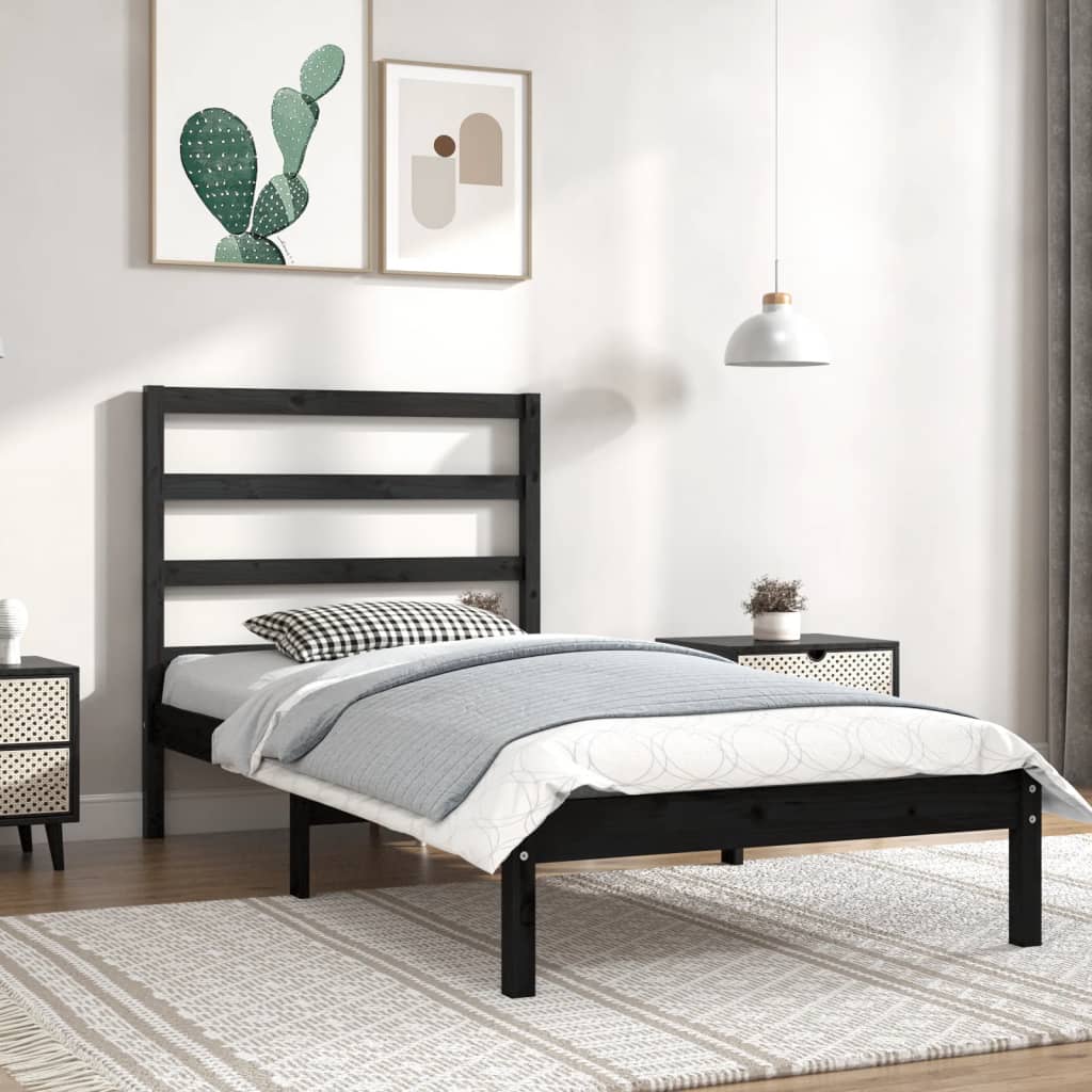 vidaXL Solid Pine Bed Black 100x200 cm