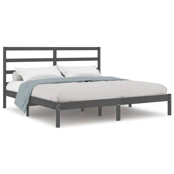 vidaXL Solid Wood Bed Grey Pine 200x200 cm