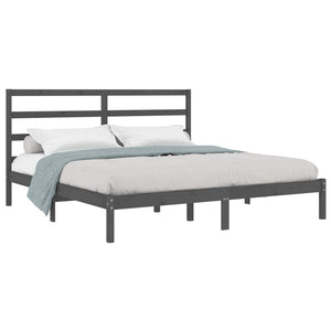 vidaXL Solid Wood Bed Grey Pine 200x200 cm