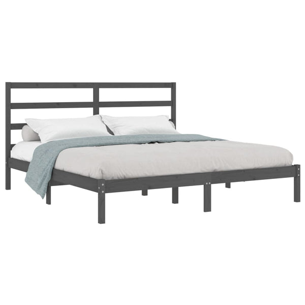 vidaXL Solid Wood Bed Grey Pine 200x200 cm