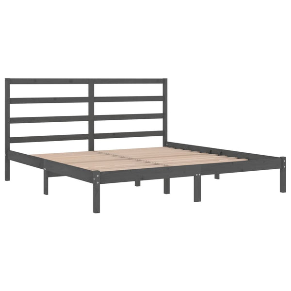 vidaXL Solid Wood Bed Grey Pine 200x200 cm