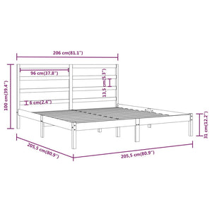 vidaXL Solid Wood Bed Grey Pine 200x200 cm