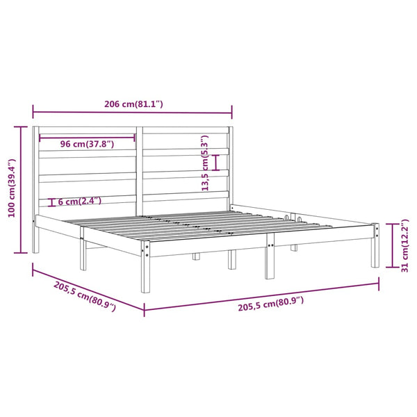 vidaXL Solid Wood Bed Honey Brown Pine 200x200 cm
