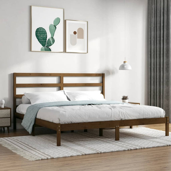 vidaXL Solid Wood Bed Honey Brown Pine 200x200 cm