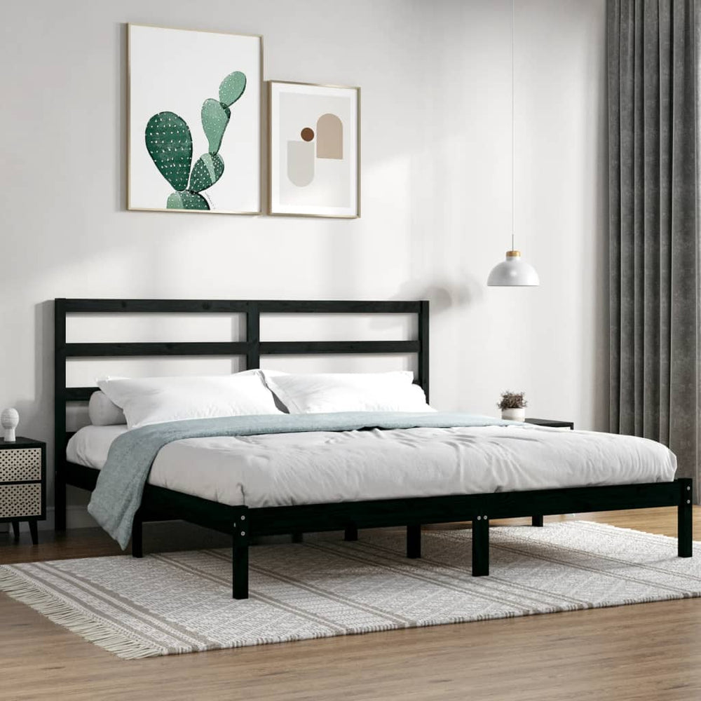 vidaXL Solid Wood Bed Black Pine 200x200 cm