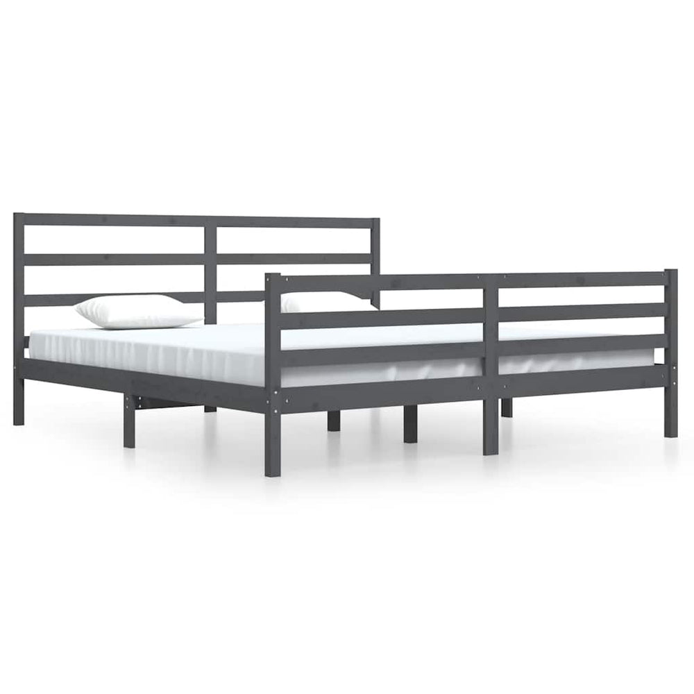 vidaXL Solid Wood Bed Grey Pine 200x200 cm
