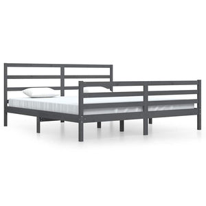 vidaXL Solid Wood Bed Grey Pine 200x200 cm