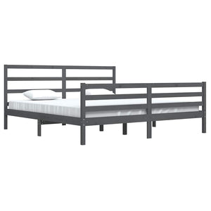 vidaXL Solid Wood Bed Grey Pine 200x200 cm