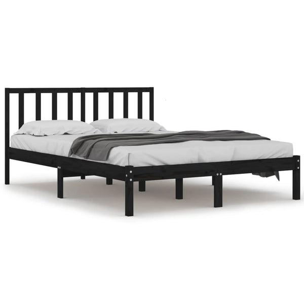 vidaXL Solid Wood Bed Black Pine 140x190 cm
