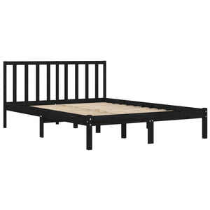 vidaXL Solid Wood Bed Black Pine 140x190 cm