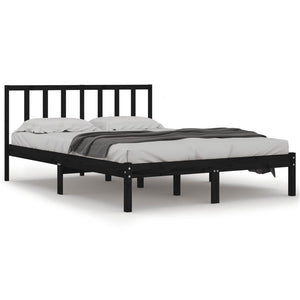 vidaXL Solid Pine Bed Black 150x200 cm