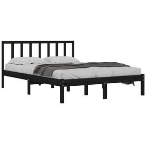 vidaXL Solid Pine Bed Black 150x200 cm