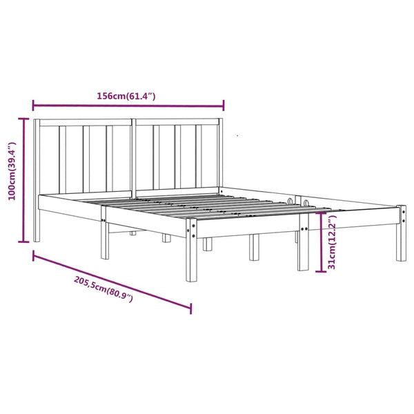vidaXL Solid Pine Bed Black 150x200 cm
