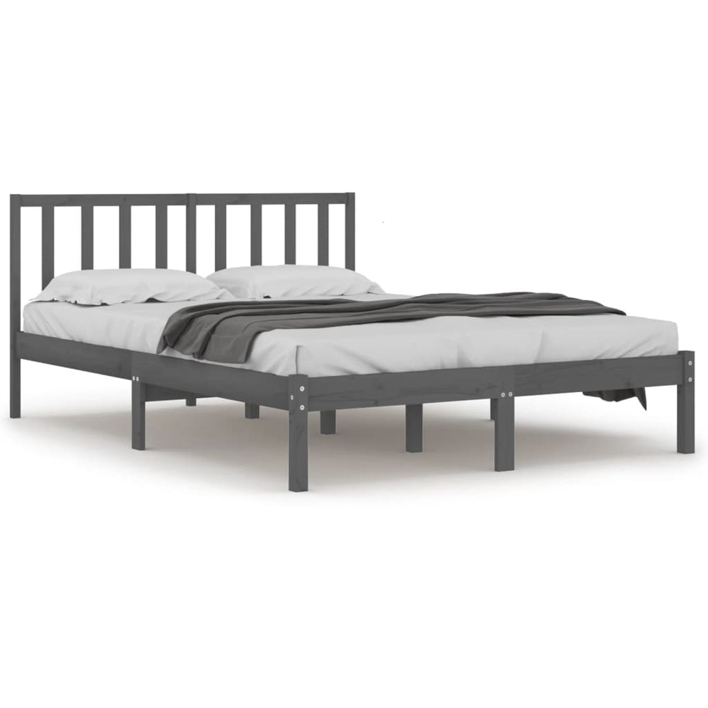 vidaXL Solid Wood Bed Grey Pine 200x200 cm