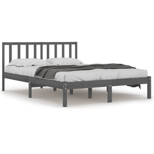 vidaXL Solid Wood Bed Grey Pine 200x200 cm