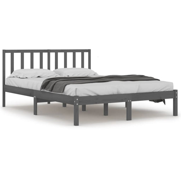 vidaXL Solid Wood Bed Grey Pine 200x200 cm