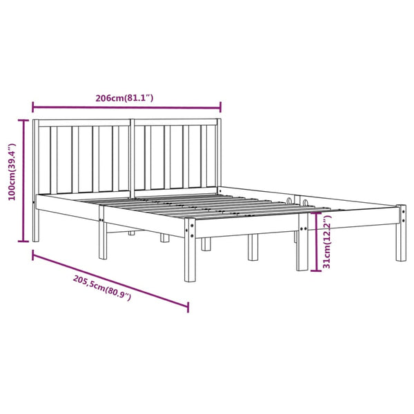 vidaXL Solid Wood Bed Honey Brown Pine 200x200 cm