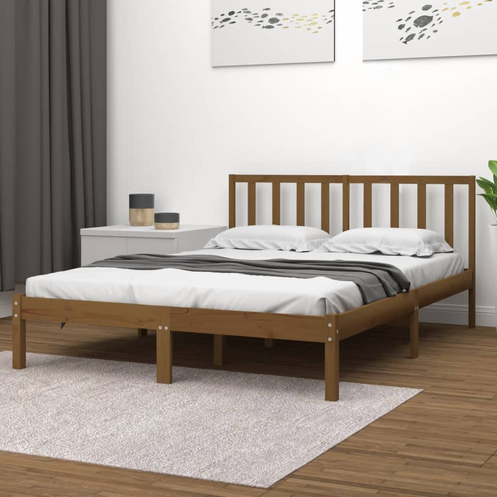 vidaXL Solid Wood Bed Honey Brown Pine 200x200 cm