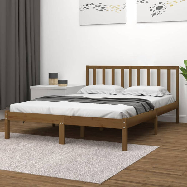 vidaXL Solid Wood Bed Honey Brown Pine 200x200 cm