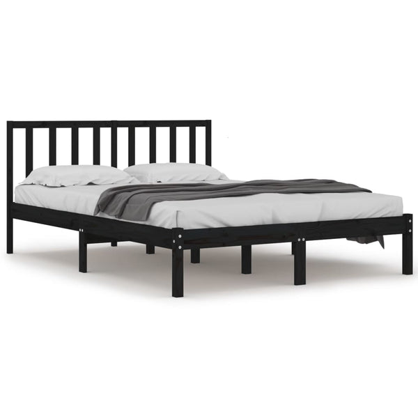 vidaXL Solid Wood Bed Black Pine 200x200 cm
