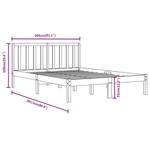vidaXL Solid Wood Bed Black Pine 200x200 cm