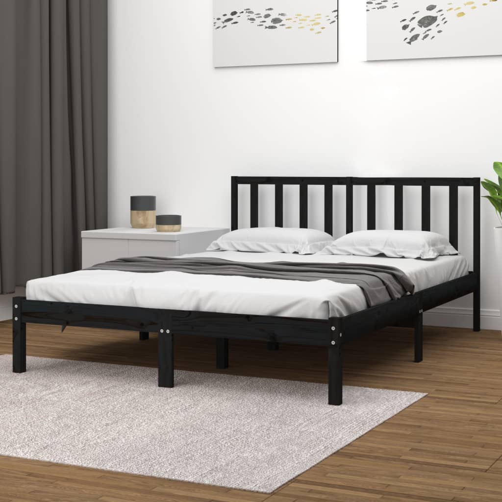 vidaXL Solid Wood Bed Black Pine 200x200 cm
