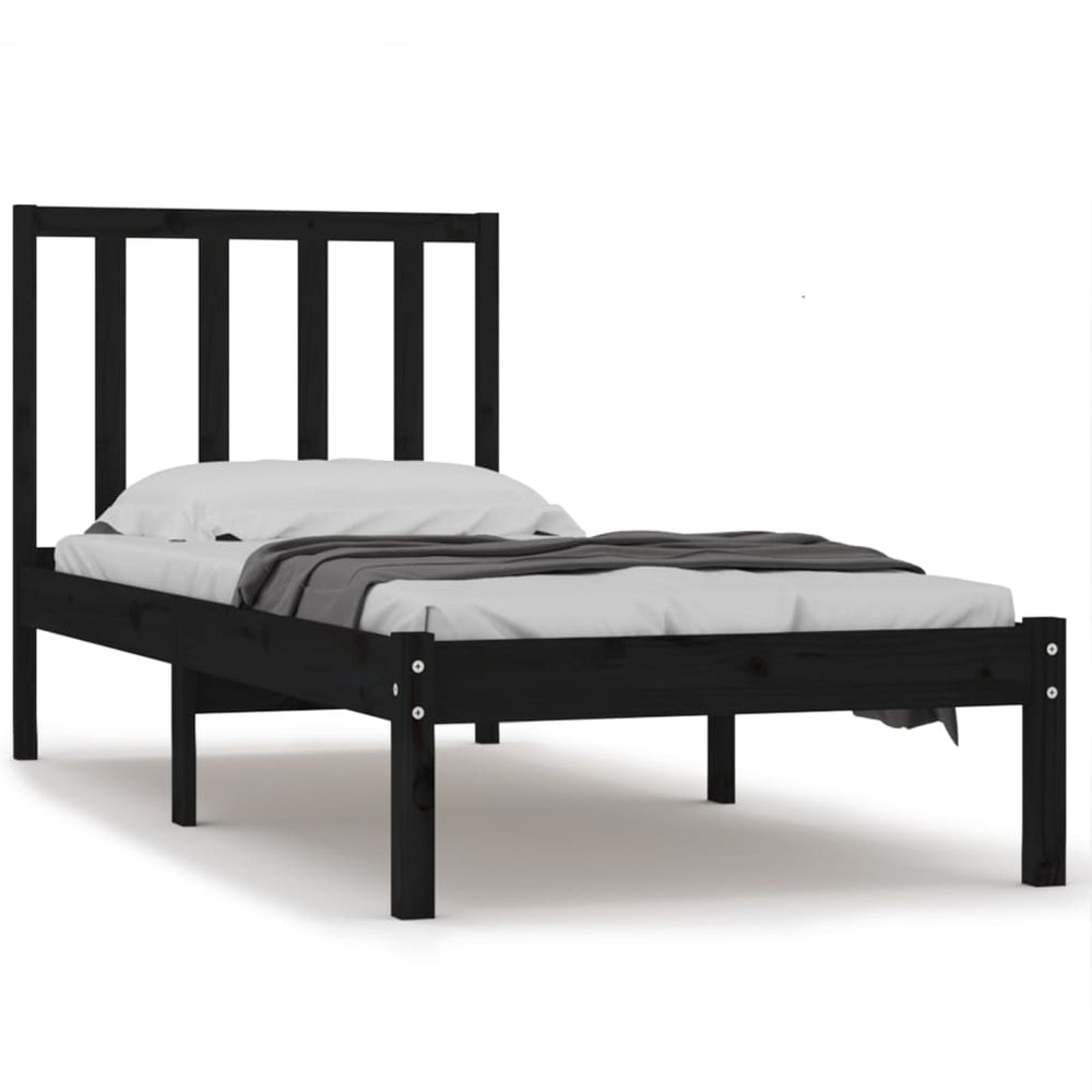 vidaXL Solid Wood Bed Black Pine 75x190 cm